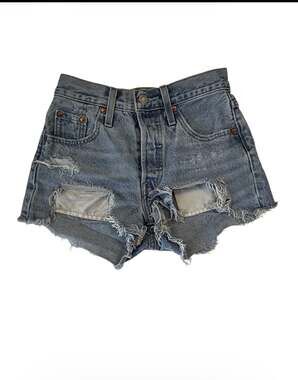 Levi's 501 High Rise Distressed Denim Cutoff Shorts with Button Fly